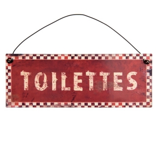 Vintage tabuľka na dvere toalety "Toilettes", plech 20*7 cm