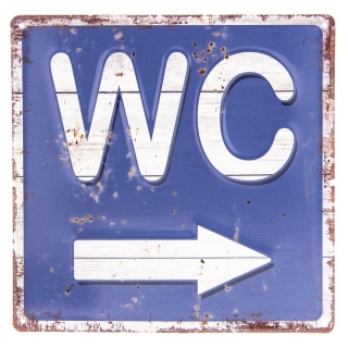 Vintage tabuľka na dvere "WC", plech 30*30 cm