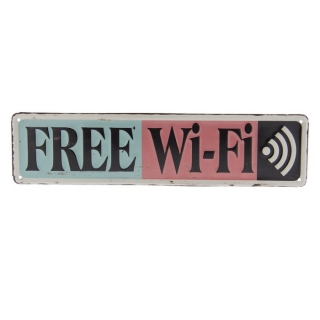 Vintage tabuľka na dvere "Free Wi-fi", plech 40*10 cm