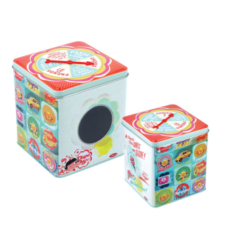 Dóza na cukrovinky "Chupa Chups" 13 x 13 x H. 14.5 cm, plech