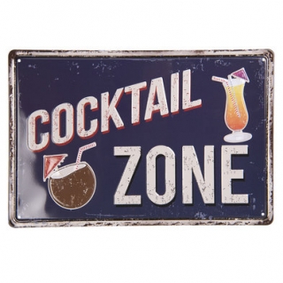Vintage dekoračná tabuľka "COCKTAIL ZONE", 20 x 30 cm
