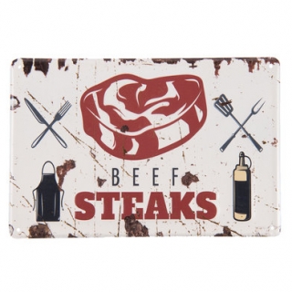 Vintage dekoračná tabuľka "STEAKS", 30 x 20 cm