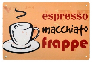 Vintage dekoračná tabuľka "Frappe", plech, 30x30