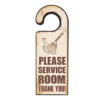 Vintage dekoračná tabuľa na dvere "SERVICE ROOM", 11x1x30 cm