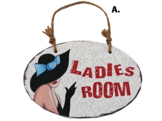 Závesná tabuľka na dvere "Ladies room", 29x34x0,5 cm