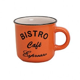 Vintage hrnček "Bistro Café et Thé", keramika, 9cm, 400ml, 4 varianty