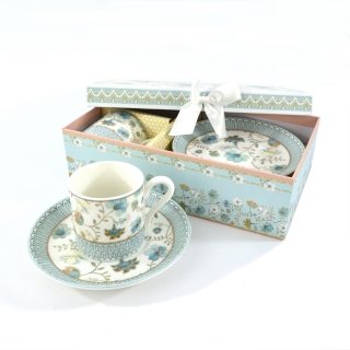 Darčeková sada dvoch porcelánových šálok s podšálkou, 80ml