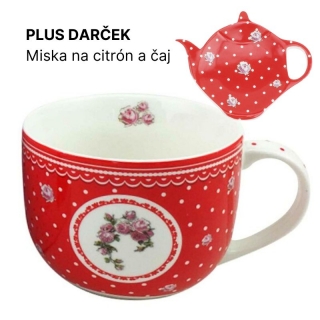 Šálka v krabičke "Elegant red + darček", porcelán, 500 ml