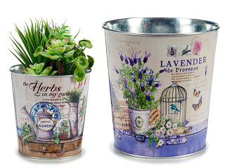 Kvetináč okrúhly, 2 varianty "LAVENDER a HERBS", Ø17,5x16,5cm