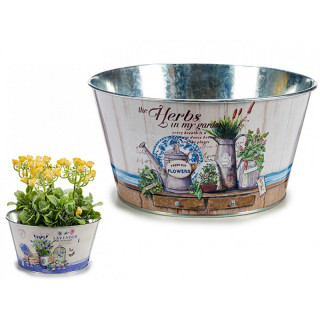 Kvetináč okrúhly,  2 varianty "LAVENDER alebo HERBS", Ø20,5x10cm