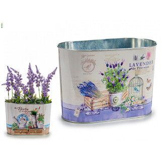 Kvetináč oválny, 2 varianty "LAVENDER alebo HERBS", 23x12,5x15cm