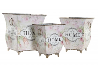 Set 3 exkluzívnych kvetináčov Provence Garden "Home", 21,5x21,5x25cm
