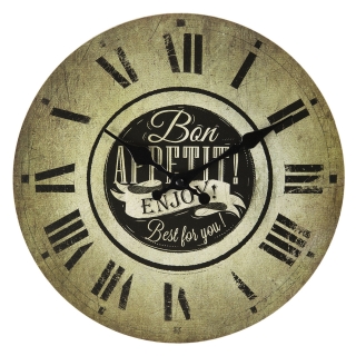 Vintage nástenné hodiny "Bon APPETIT", 30x3 cm