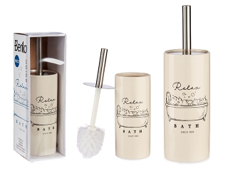 Vintage držiak toaletnej kefy "Relax bath", keramika biela