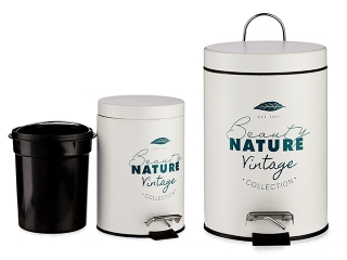 Vintage kúpeľňový kôš na odpadky "Beauty nature", plech, objem 3l