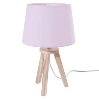 Detská stolová lampa ružová, drevo + polyester, 18x31x18, tienidlo d18x13