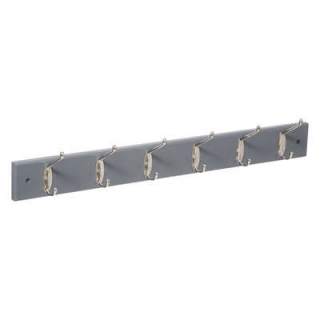 Nástenný vešiak šedý, mdf + kov, 6 háčikov, 60x23x16cm