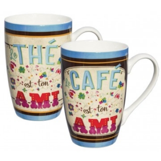 Šálky káva čaj XL sada 2ks "Ton Ami" 8,5x13 cm - 450ml, porcelán
