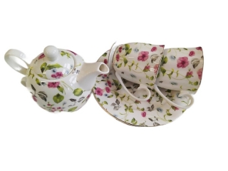 Čajová súprava "kvetinový dekor", porcelán, 6 ks
