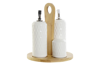 Dochucovacia sada "WHITE DROP" porcelán-bambus, 5ks, 17x17x20 cm