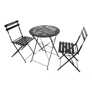 CMP Paris Skladací záhradný set Vintage black, stolík + 2 stoličky