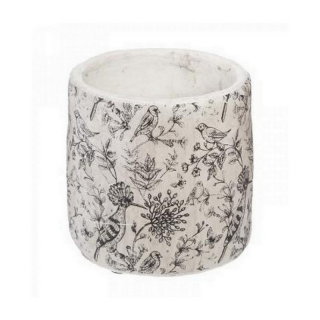 Kvetináč pre exteriér a interiér biely kameň s prírodným motívom 8x8 cm