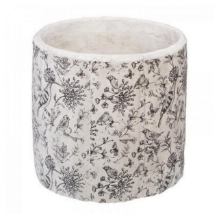 Kvetináč pre exteriér a interiér biely kameň s prírodným motívom 14x14 cm
