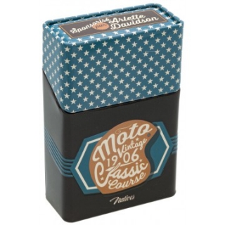 Puzdro na cigarety "Moto vintage" L.6,3 XH.9,5 X pr.3cm, plech