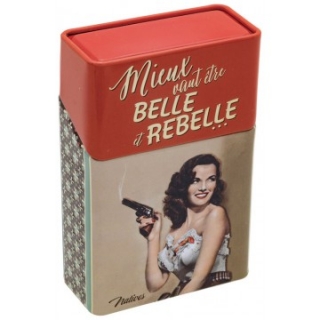 Puzdro na cigarety "Belle et rebelle" L.6,3 XH.9,5 X pr.3cm, plech