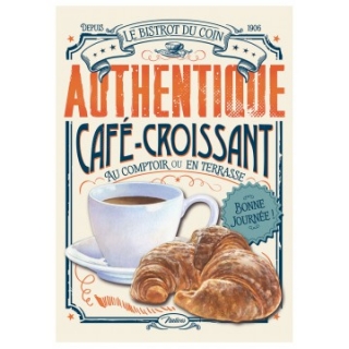 Dekoračná tabuľka L "Café croissant" 30x40 cm, plech