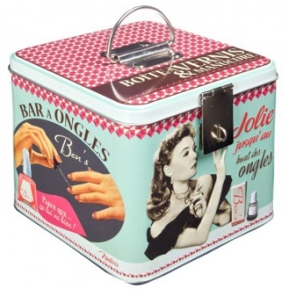 Dóza na laky na nechty "jolie jusqu'au bout des ongles" 15x15x13 cm, plech