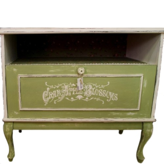 Vintage baroková komoda, olivovo-zelená, 78x71x42 cm