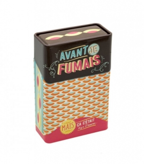 Puzdro na cigarety "Avant je fumais" L.6,3 XH.9,5 X pr.3cm, plech