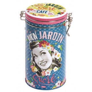 Dóza na kávu "Mon Jardin sucré" D10,8 x H19,5 cm, plech