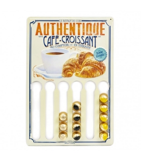 Závesný držiak na kávové kapsule "Café croissant" 30cm x H.45cm, plech